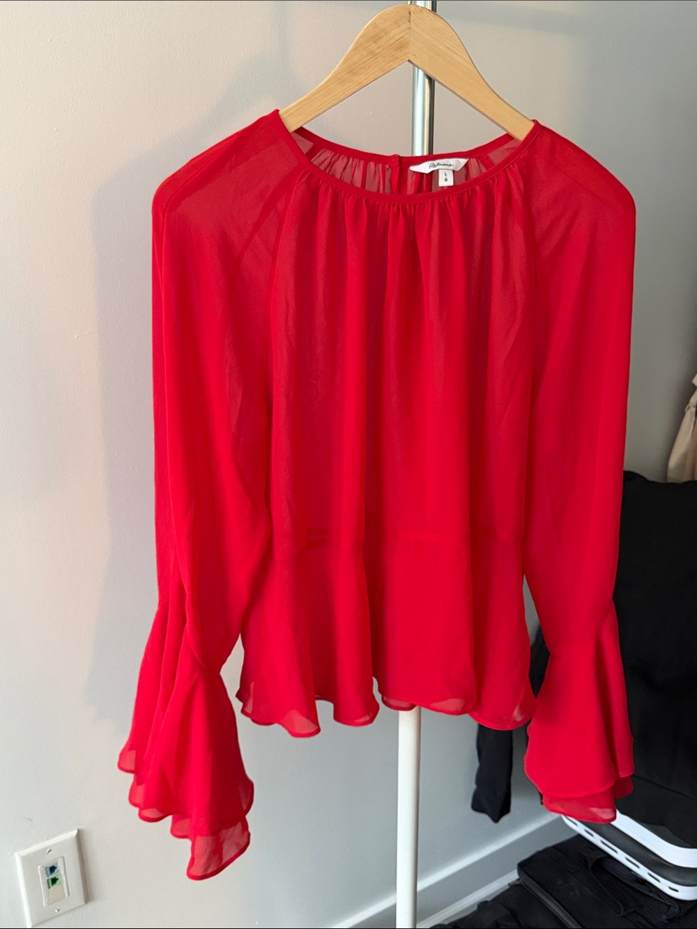 Reitmans Bright Red Ruffled-Sleeve Blouse - Picture 4 of 9